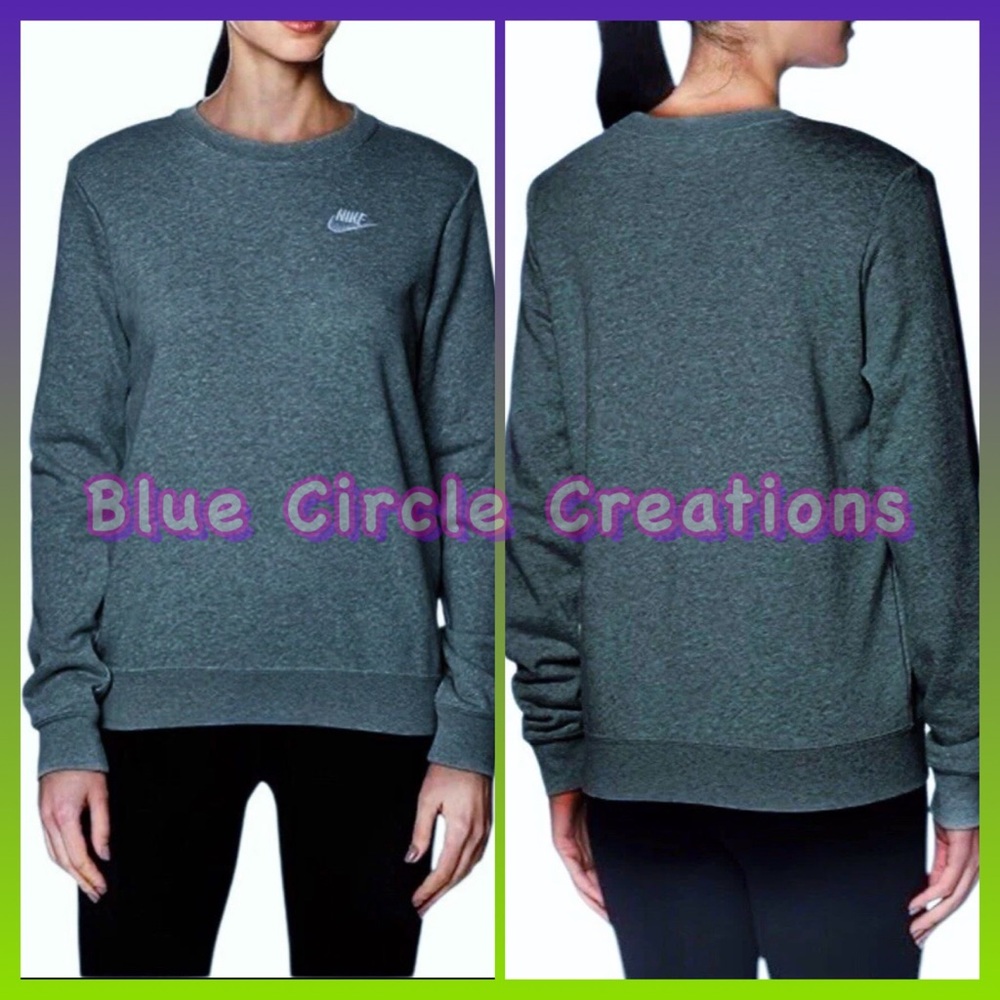Nike Mini Swoosh Vintage Sweatshirt Dark Gray Fleece Pullover Crewneck Small
